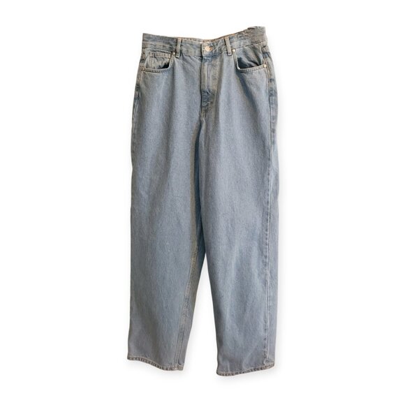 KOTN Unisex Lightwash Denim Jeans Size 10 Relaxed Fit 100% Cotton Barrel Leg - Picture 3 of 15